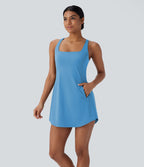 Robe de sport yoga mini 2-pièces SoftlyZero™ Plush à découpes avec poche A-C