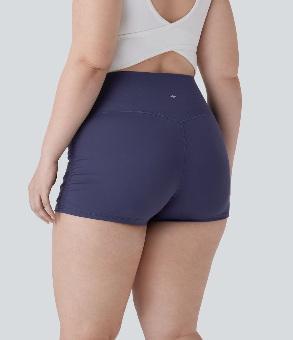 Short cycliste 6 cm de course gainant taille haute grande taille avec fronces et séchage rapide SoftlyZero™