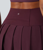 Legging à jupe étrier danse Breezeful™ 2-en-1 taille haute plissé résille contrastante séchage rapide avec poches