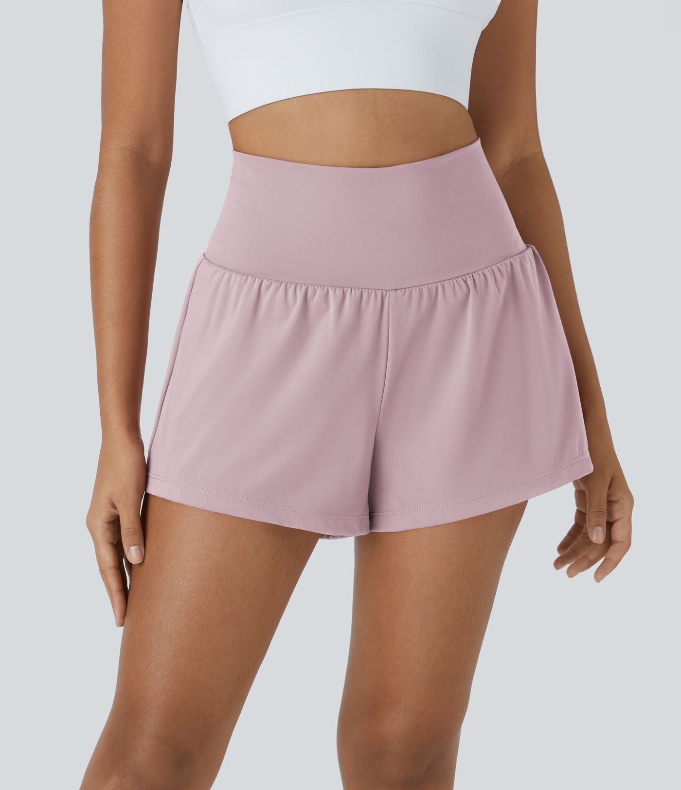 Short 7,5cm Yoga 2 en 1 Super Taille Haute Poches Arrière Poches Cachées Latérales