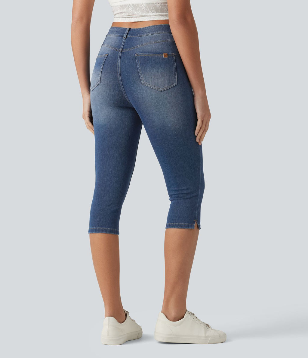 Halara Flex™ Jean slim casual capri taille haute avec fentes et poches
