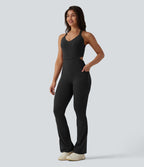 Combinaison de sport Halara UltraSculpt™ dos nu torsadé, effet ventre plat et fessier galbé, coupe bootcut, avec poches — Édition Easy Peasy