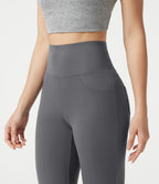Pantalon bootcut décontracté, taille haute, à poches