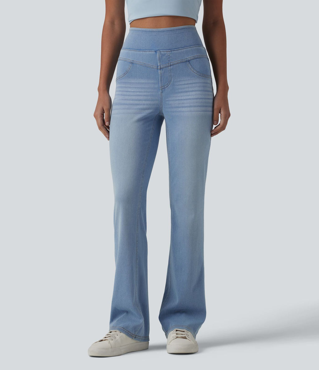 Jean Halara Flex™ taille haute évasé slim décontracté avec poches