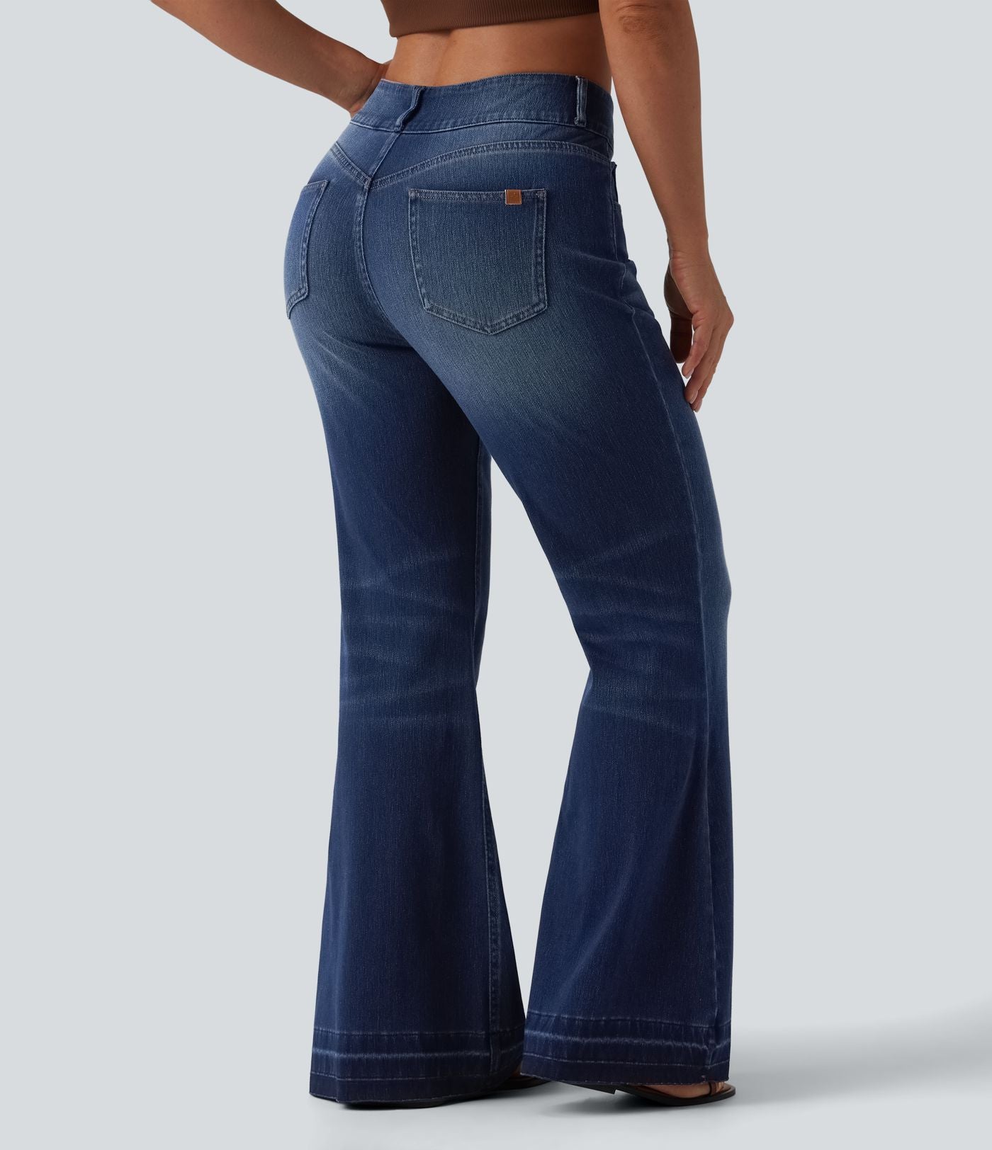 Halara Flex™ Jean évasé casual asymétrique taille mi-haute avec poches