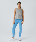 Top Débardeur Yoga Uni à Ourlet Croisé et Découpe