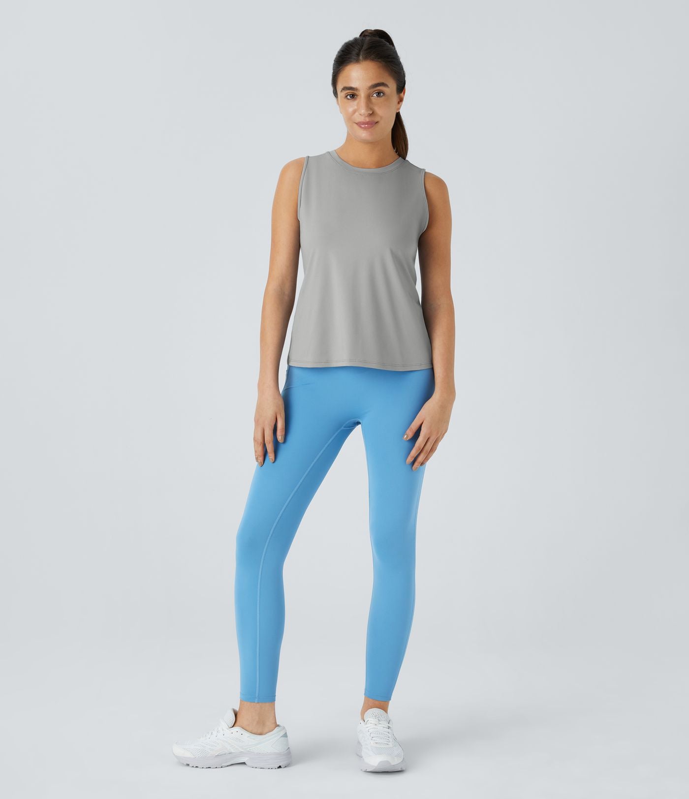 Top Débardeur Yoga Uni à Ourlet Croisé et Découpe