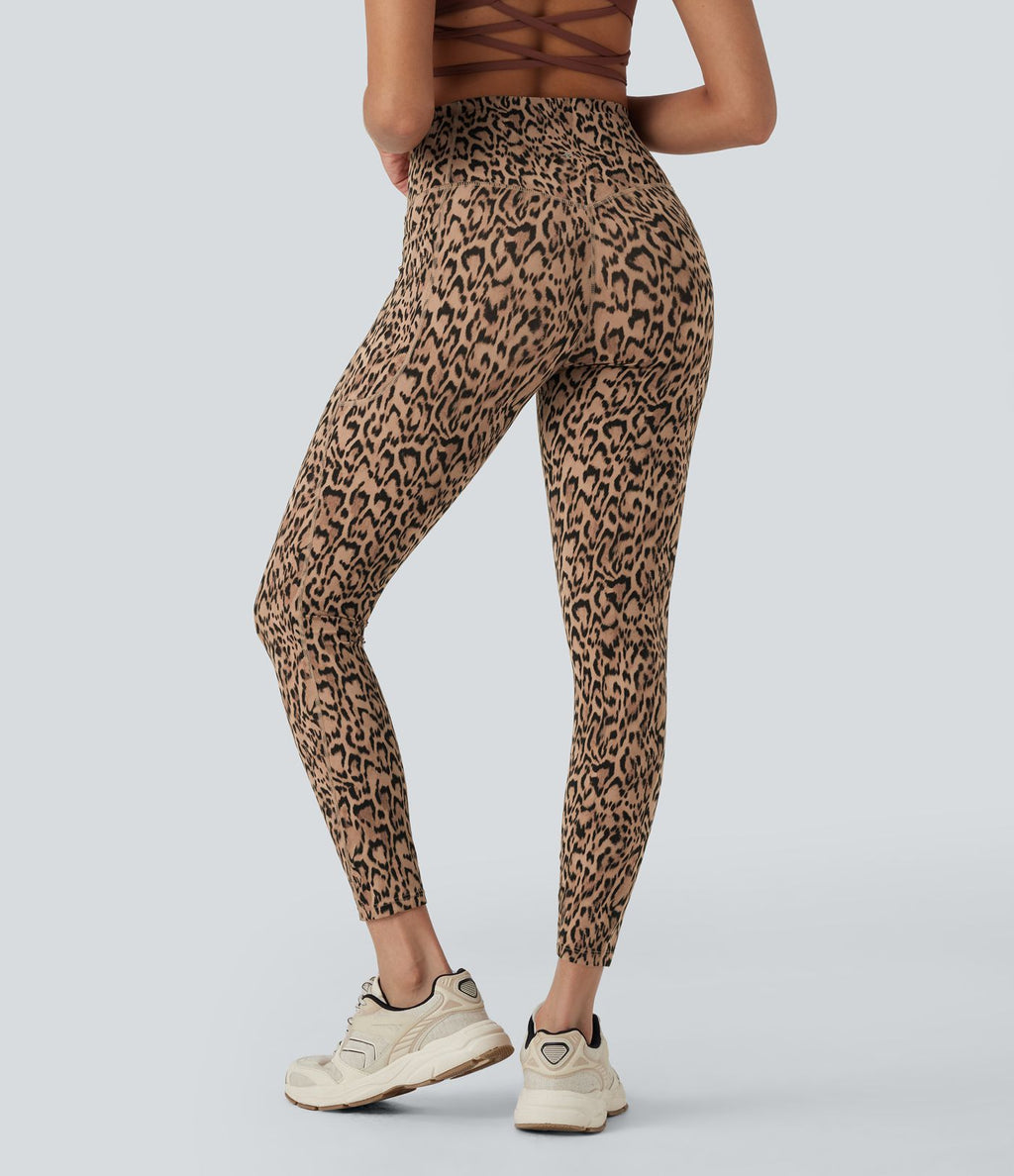Legging de yoga gainant taille haute imprimé léopard avec poches Halara UltraSculpt™