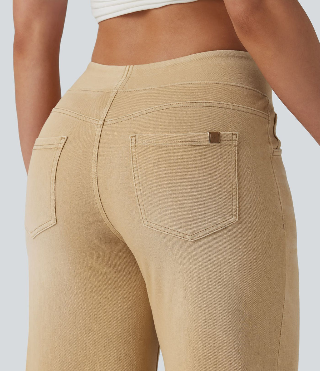 Halara Flex™ Jean large coloré délavé taille haute avec poches