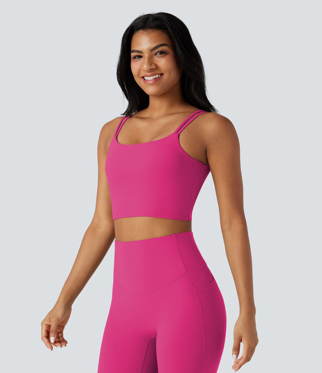 Débardeur yoga court Halara UltraSculpt™ double bretelles torsadé dos nu