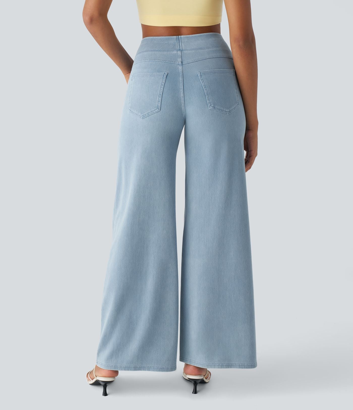 Halara Flex™ Jean Large Travail à Taille Haute Poches Multiples et Tricot Extensible