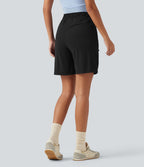 Bermuda cargo décontracté taille haute à cordon de serrage, séchage rapide, effet frais, protection solaire UPF 40+, 17,5 cm, avec poches