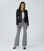 Blazer tailleur ajusté à col rond, manches longues avec boutons décoratifs