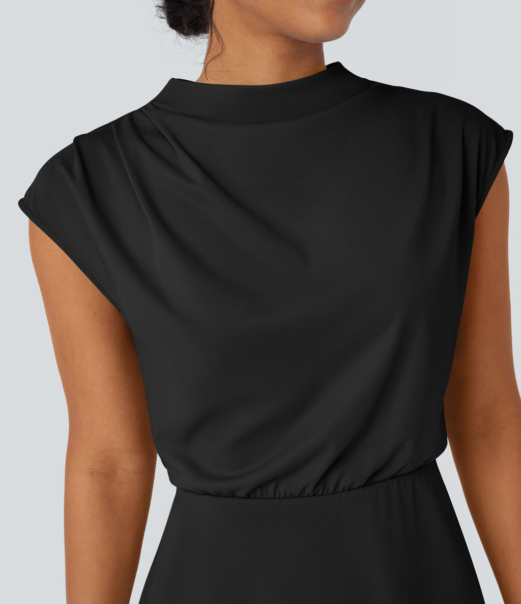 Robe de travail courte 2 pièces col montant manches courtes séchage rapide avec poche-UPF40+