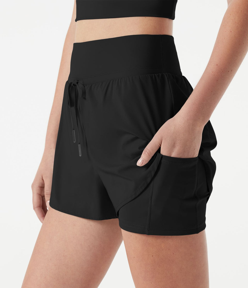Short de sport 2-en-1 Breezeful™ taille haute à cordon ajustable, séchage rapide et poches
