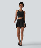 Breezeful™ Jupe de danse mini 2-en-1 croisée taille haute plissée ourlet asymétrique avec poches, séchage rapide