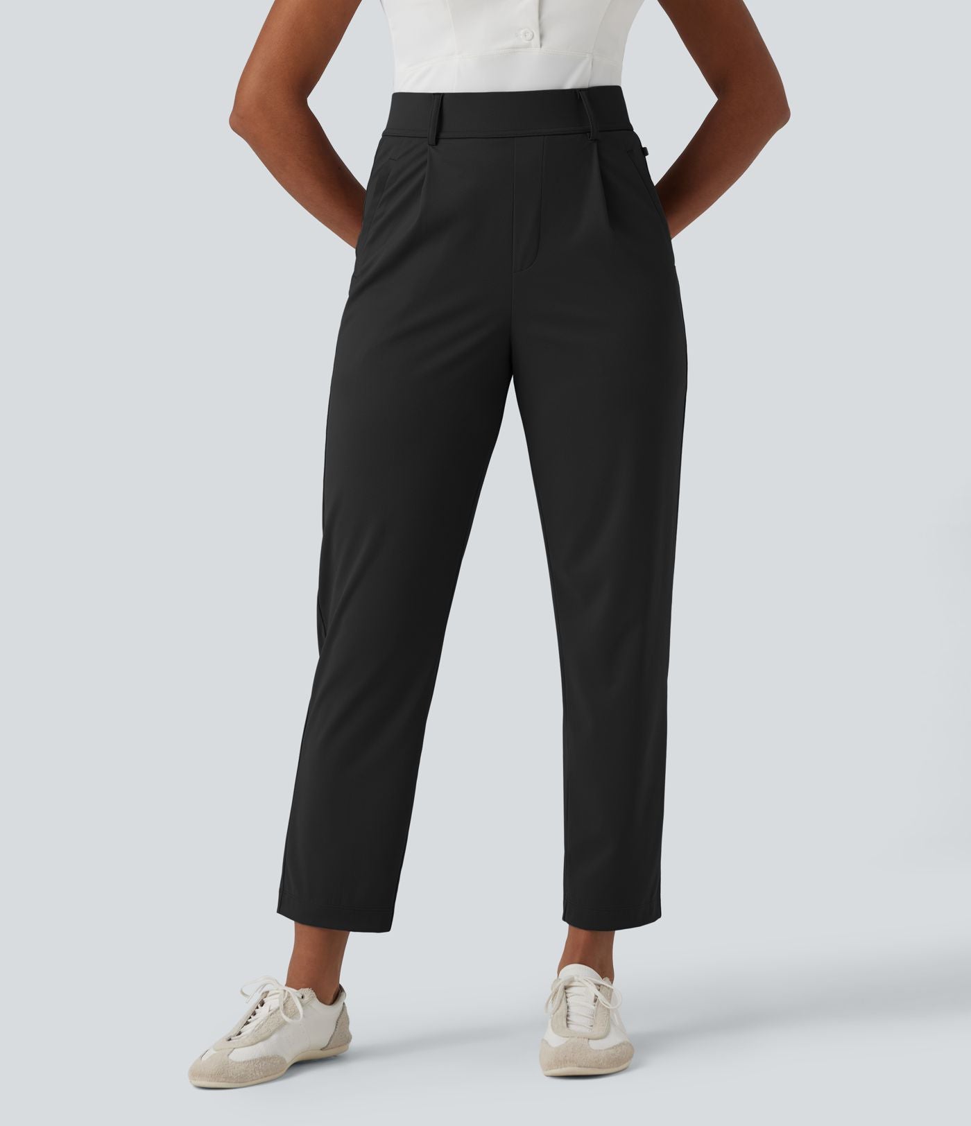 Pantalon de golf à séchage rapide, taille haute, avec poches et poche tee, UPF40+