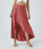 Jupe Longue Casual Breezeful™ Taille Haute à Volants 2en1 Fluide Sèchement Rapide Quotidien Maxi