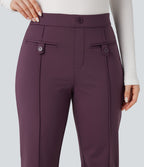 Pantalon tailleur thermique SoftlyZero™ Plush coupe droite ourlet fendu taille mi-haute avec poches