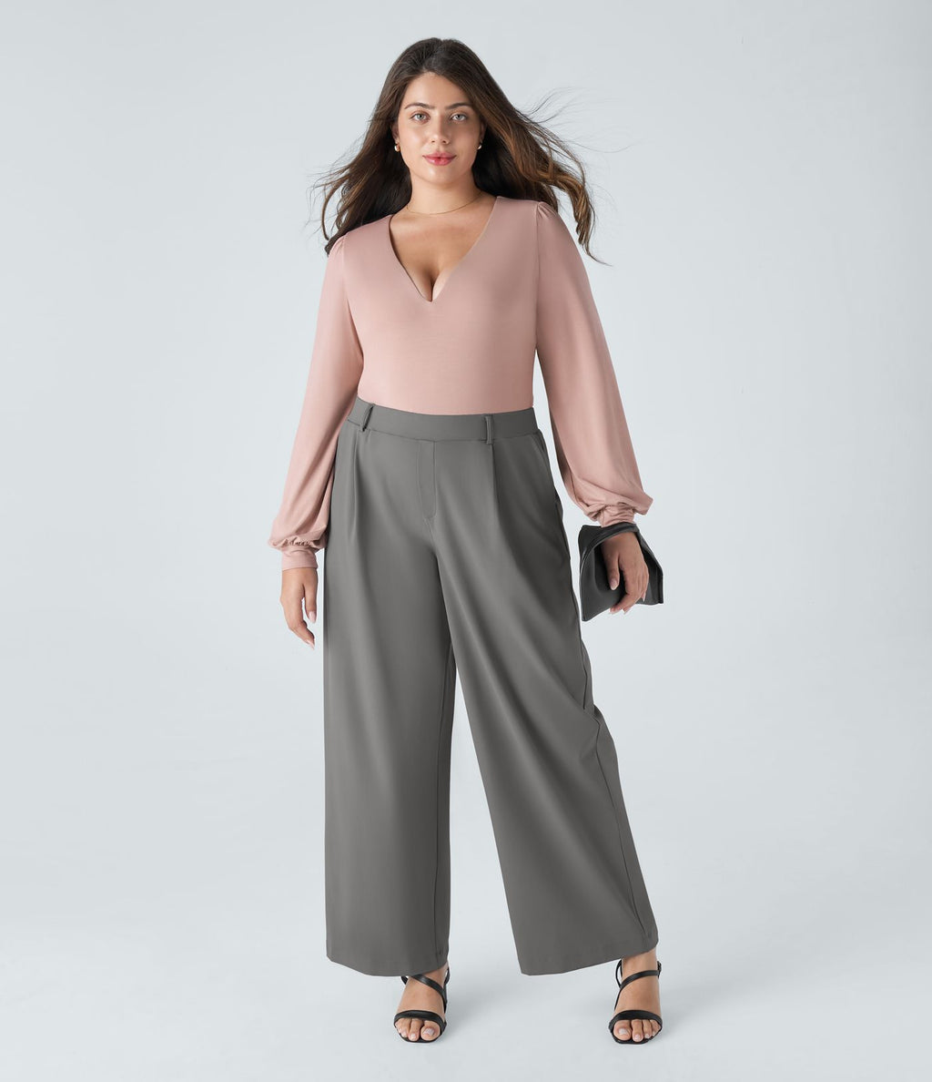 Pantalon de travail grande taille coupe droite taille haute Halara Flex™ DayStretch avec poches