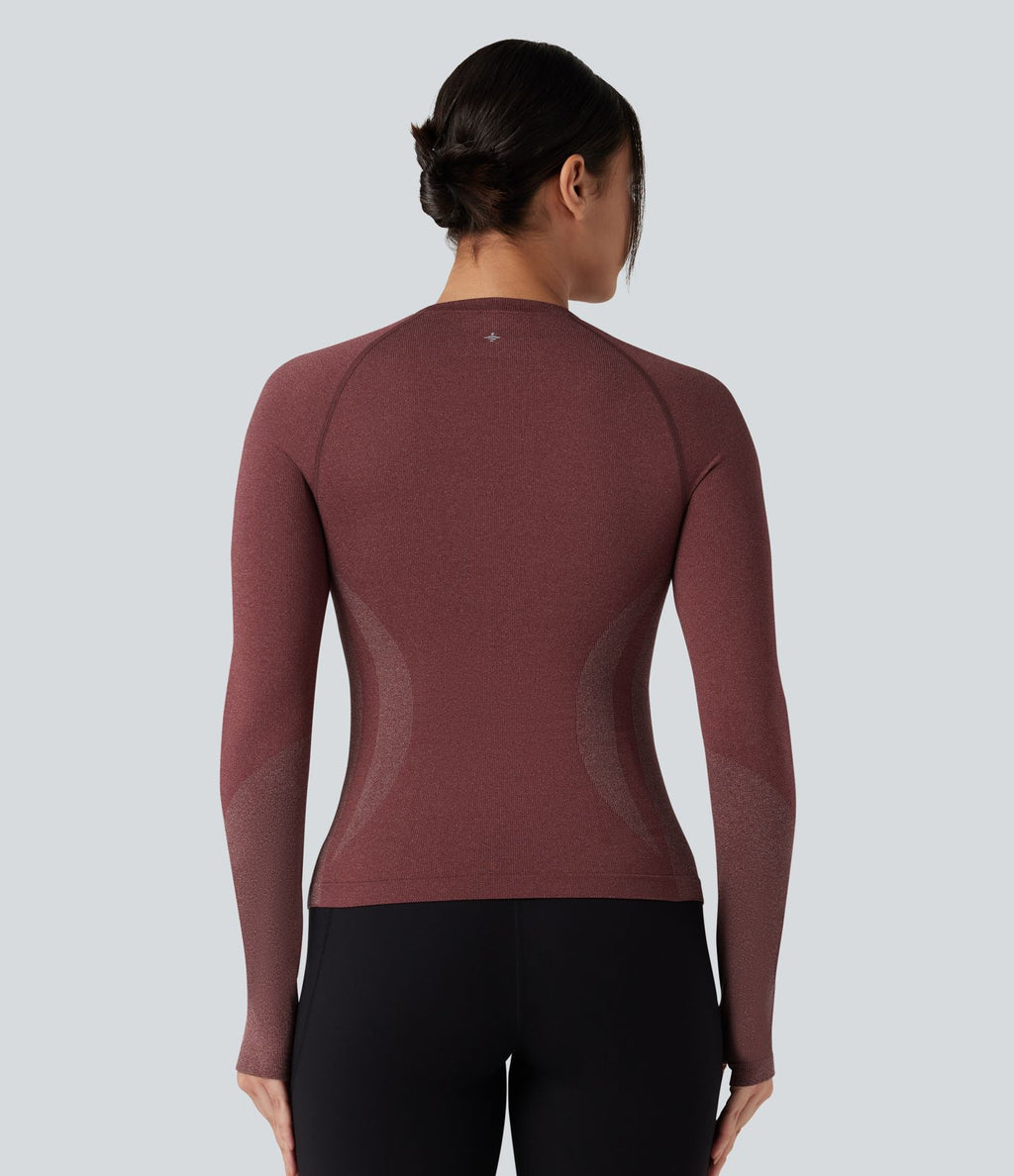 Haut de sport yoga manches raglan longues avec passants pouces sans couture OneForm Seamless Flow