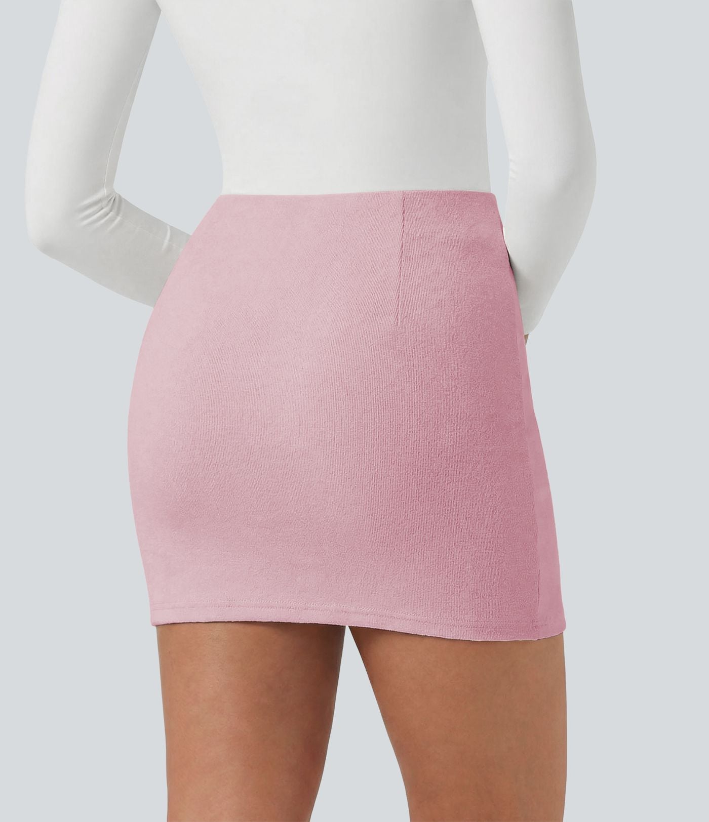 Jupe mini moulante côtelée 2-en-1 taille haute