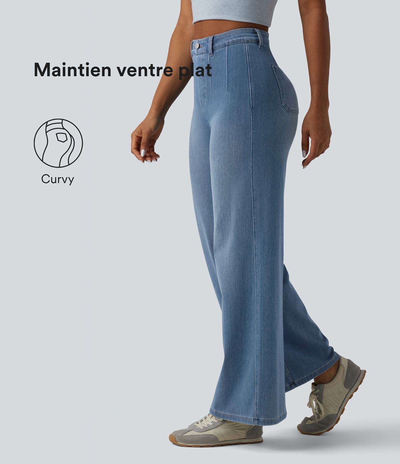 Jean large décontracté Halara Flex™ Curvy taille haute gainant avec poches