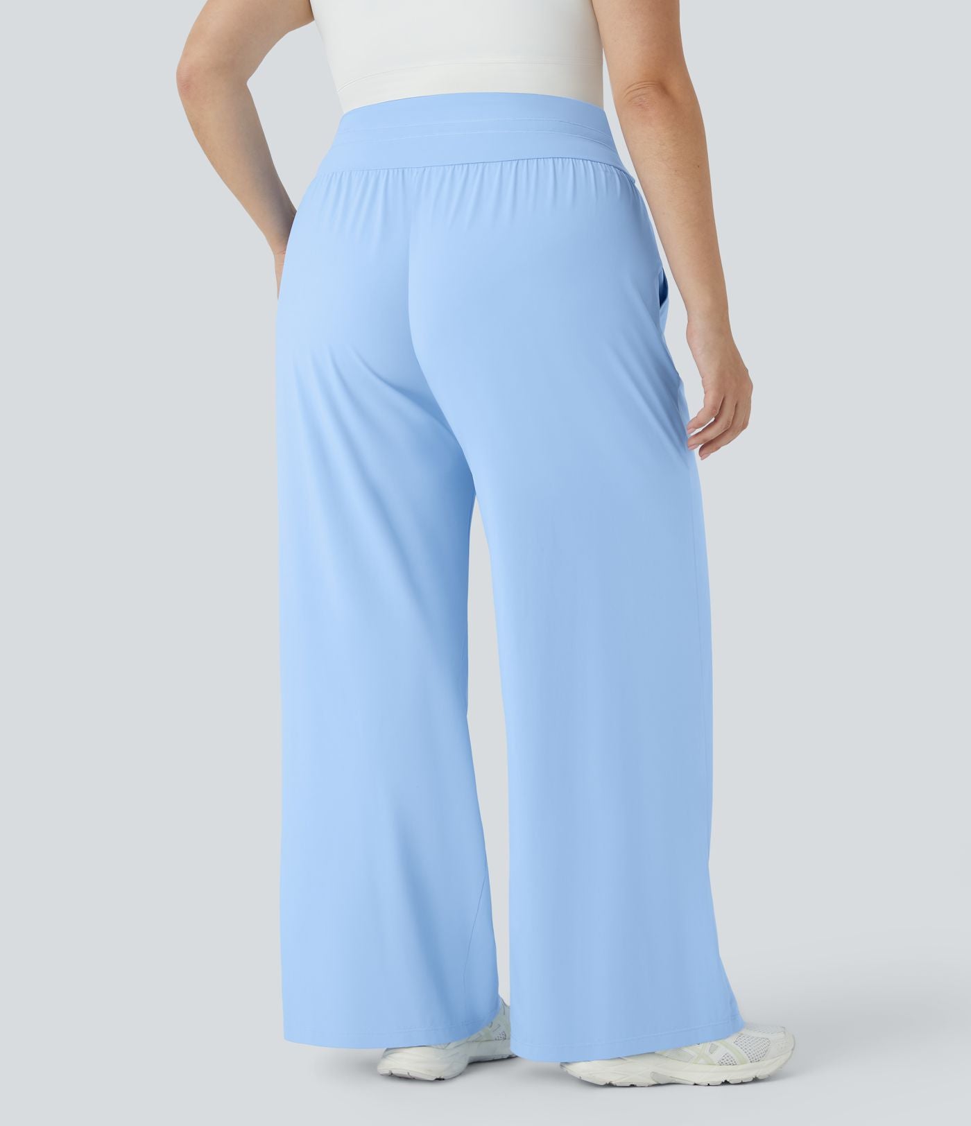 Pantalon large décontracté grande taille à taille haute avec cordon de serrage poches latérales effet frais InstantCool