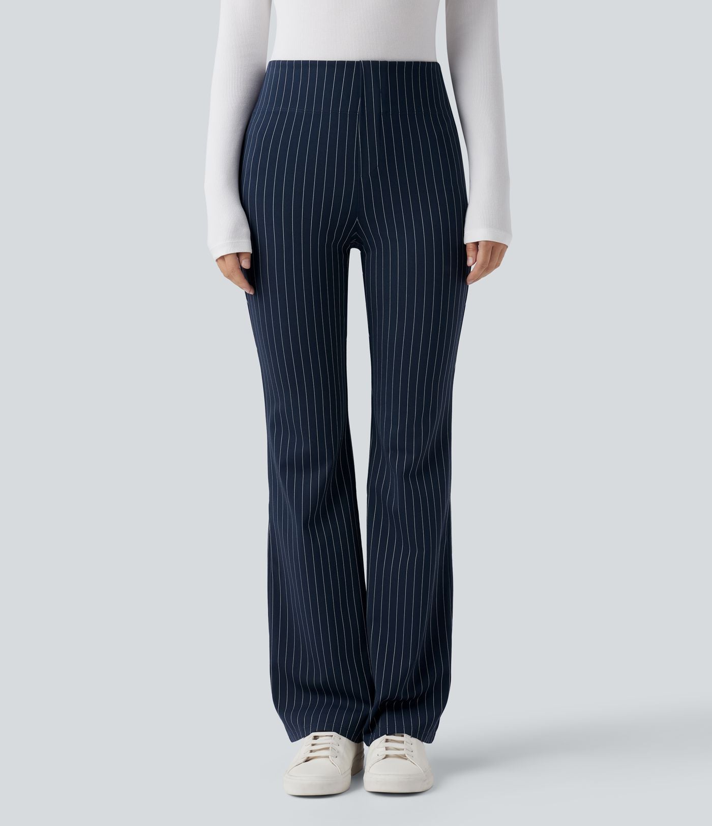 Halara Flex™ Pantalon tailleur évasé à rayures taille haute avec poches
