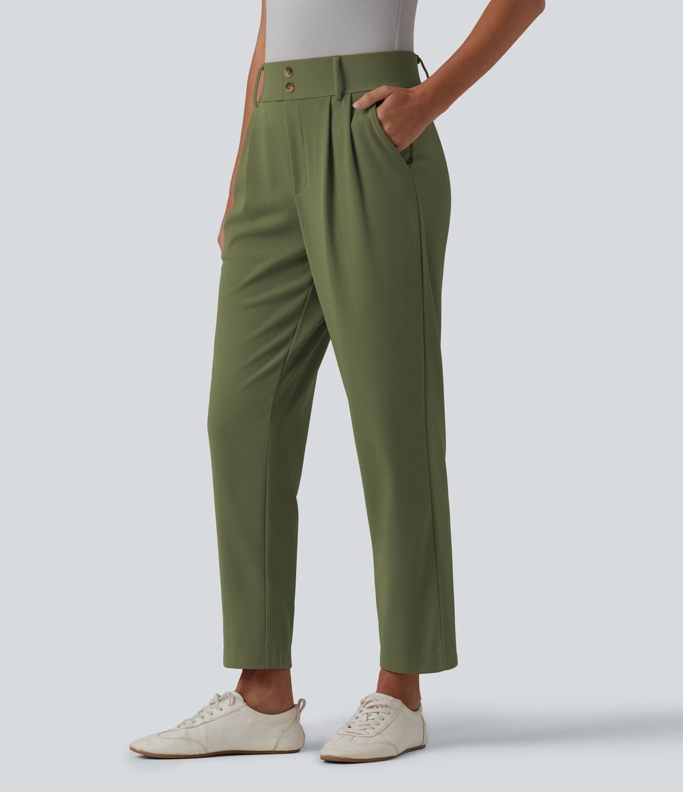 Halara Flex™ Pantalon tailleur fuselé taille haute en tissu gaufré avec poches