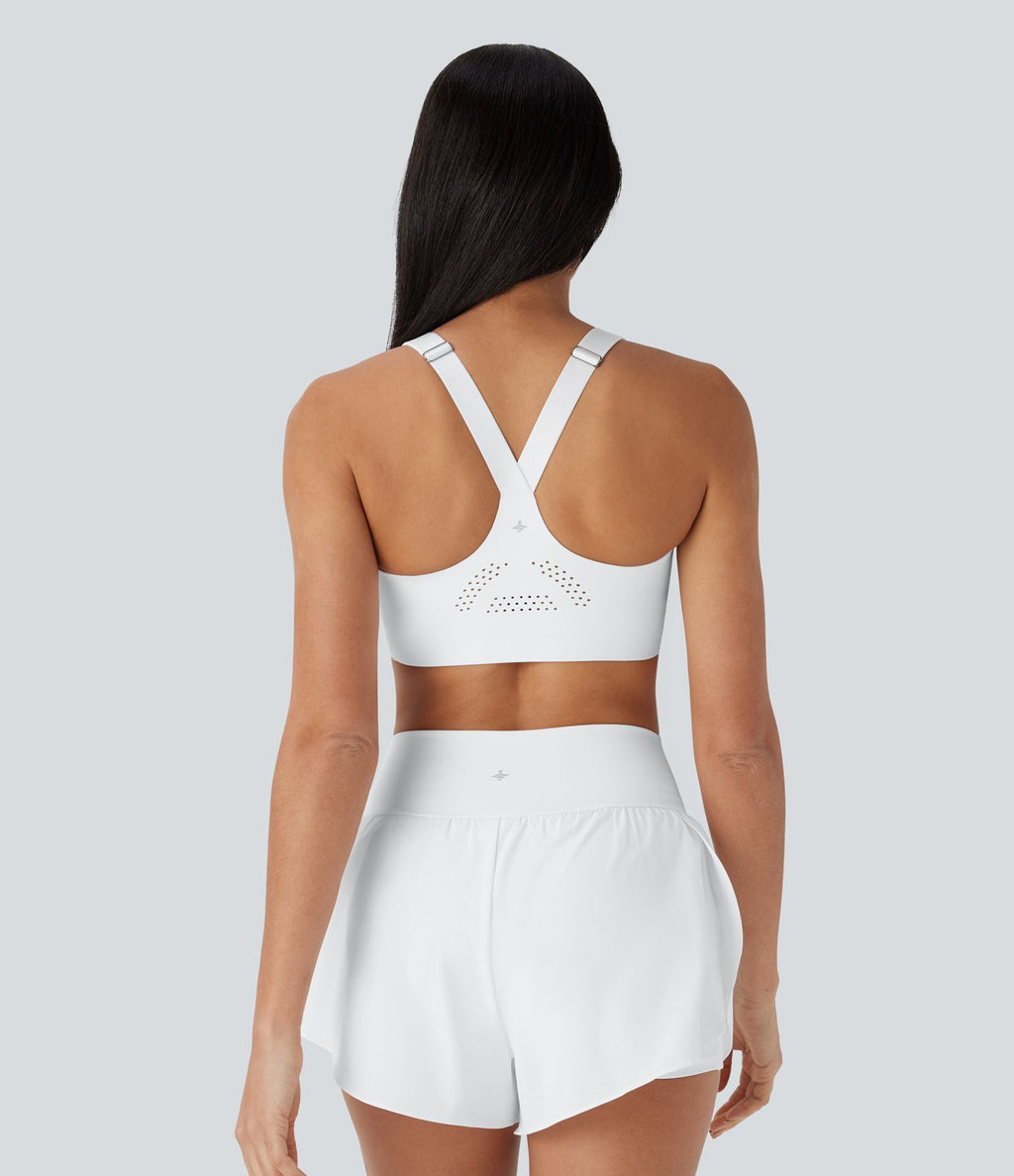 Brassière de sport running SpeedWave™ à maintien moyen, bonnets moulés, bretelles réglables, fermeture éclair et tissu perforé à séchage rapide