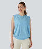 Débardeur de yoga col rond froncé, tissu rafraîchissant - Protection UPF50+