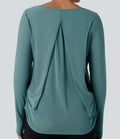 Top de sport yoga SoftlyZero™ Airy mesh contrastant à découpes manches longues avec trous pouces - UPF50+