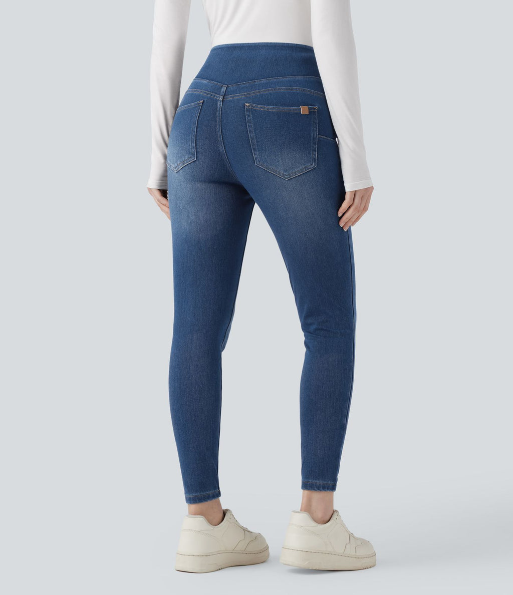 Legging skinny 7/8 en denim Halara Flex™ taille haute gainant avec poches