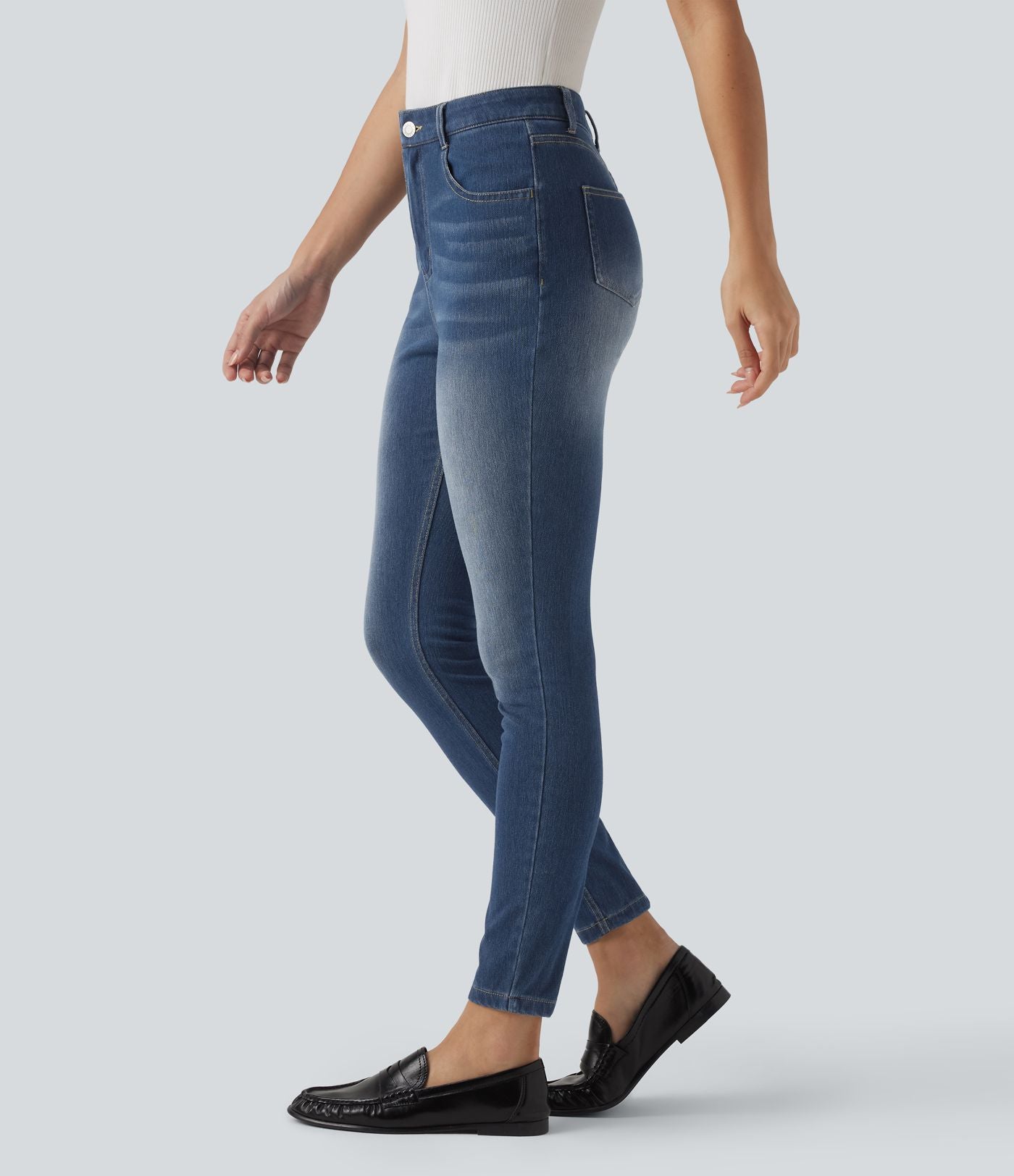 Jean ajusté décontracté Halara Flex™ taille haute avec poches