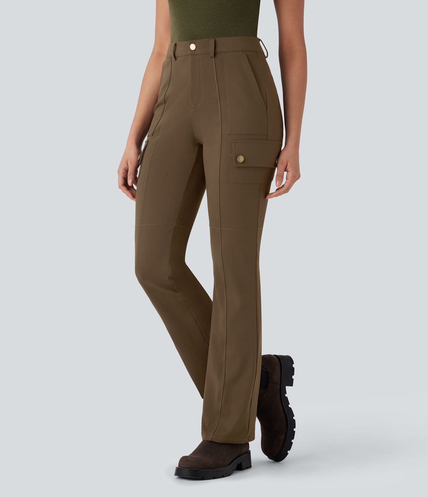 Pantalon cargo bootcut randonnée taille moyenne DayStretch avec poches