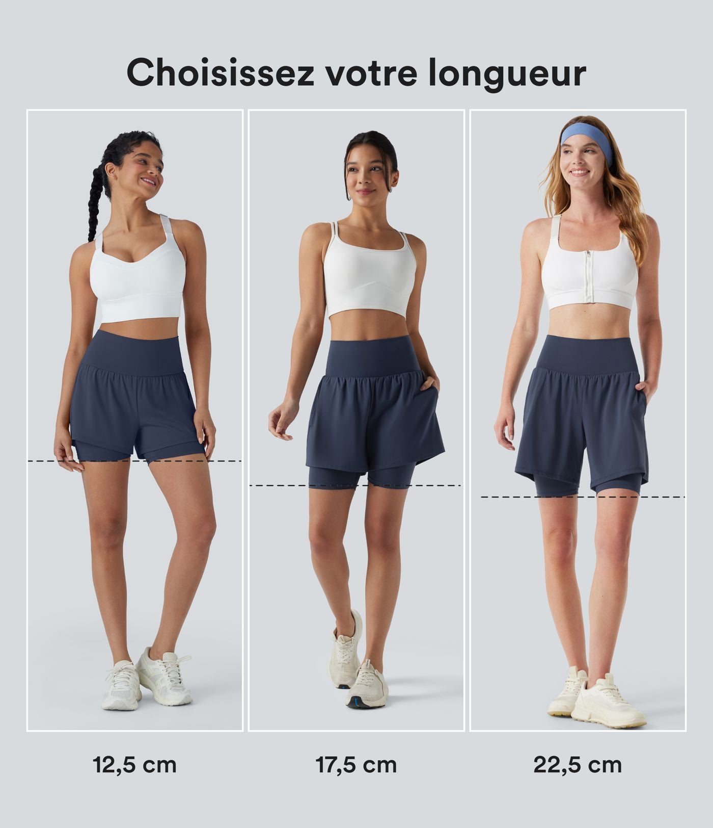 Short de yoga 2-en-1 SoftlyZero™ Airy taille très haute effet frais InstantCool 12,5 cm avec poches