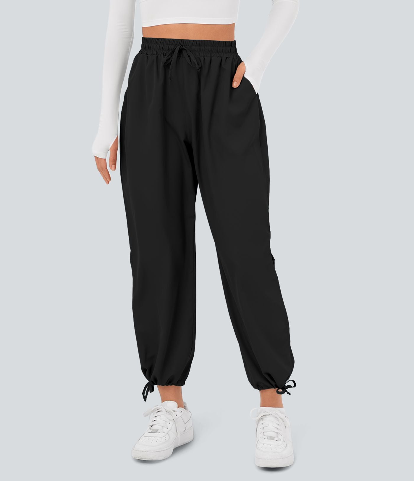 Breezeful™ Jogging Casual à Taille Haute avec Cordon de Serrage Poches Latérales Fente en Bas et Séchage Rapide