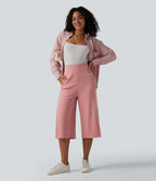 Pantalon tailleur capri large Halara Flex™ taille haute avec poches