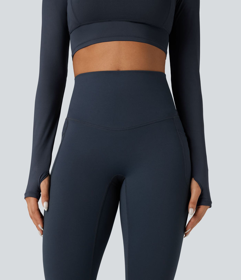 Legging running polaire thermique gainant croisé dos taille haute Halara UltraSculpt™ Heat avec poches