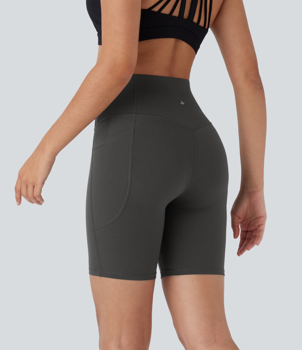 Short cycliste 17,5 cm d'entraînement gainant galbant taille haute avec poches Halara UltraSculpt™