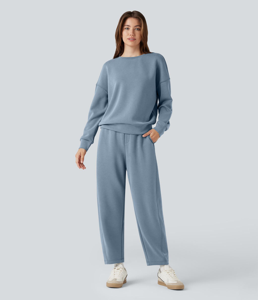 Pantalon décontracté SpacerTek™ taille haute, coupe relax large 7/8, avec poches