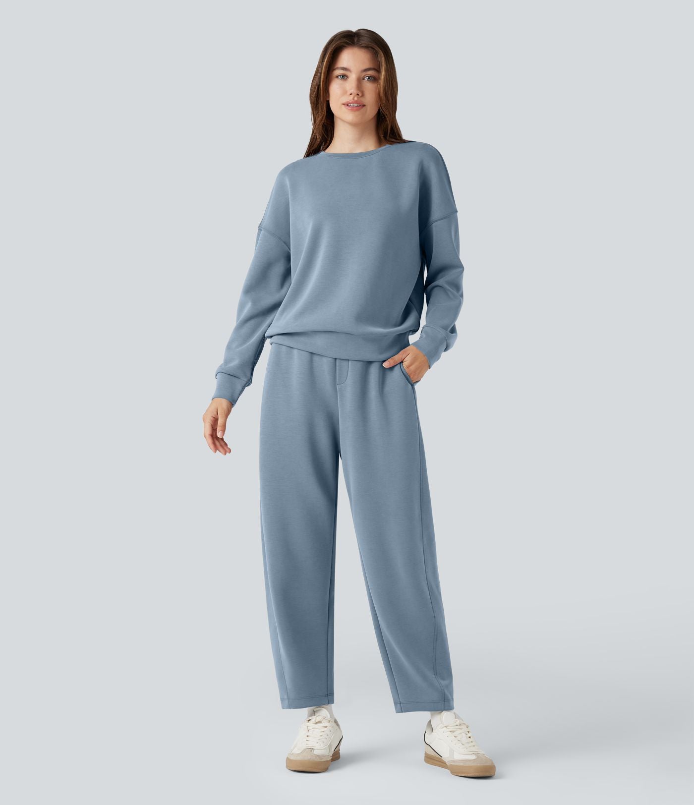 Pantalon décontracté SpacerTek™ taille haute, coupe relax large 7/8, avec poches