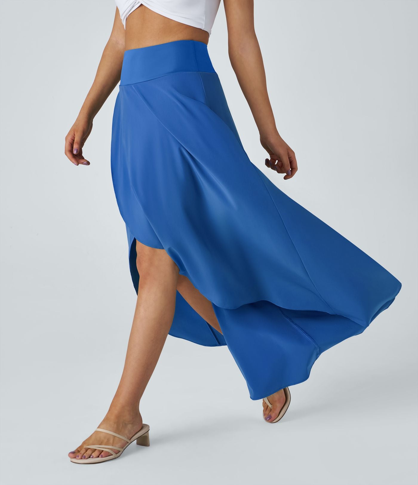 Jupe Longue Casual Breezeful™ Taille Haute à Volants 2en1 Fluide Sèchement Rapide Quotidien Maxi