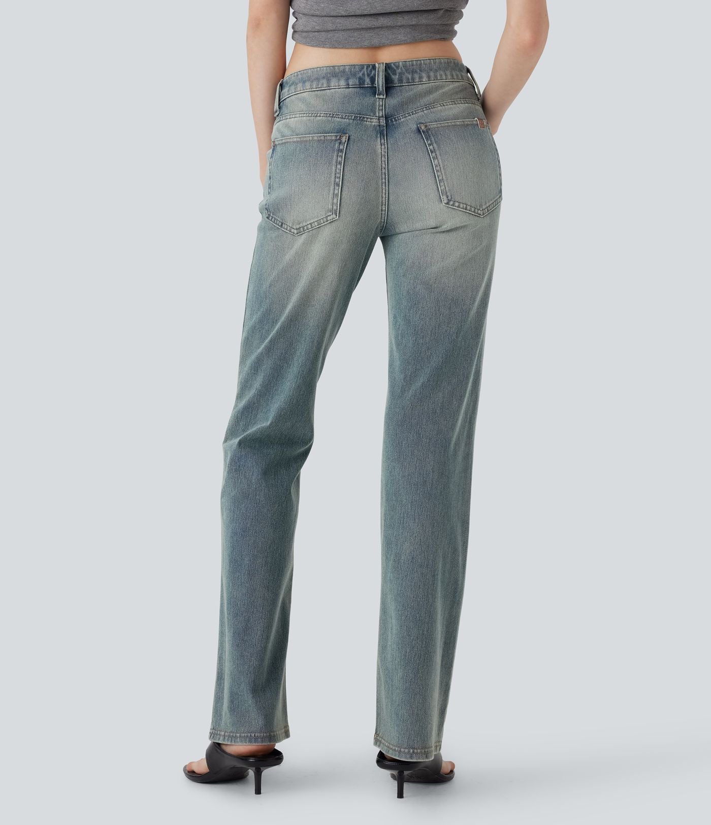 Jean bootcut délavé taille basse Halara Flex™ à poches multiples