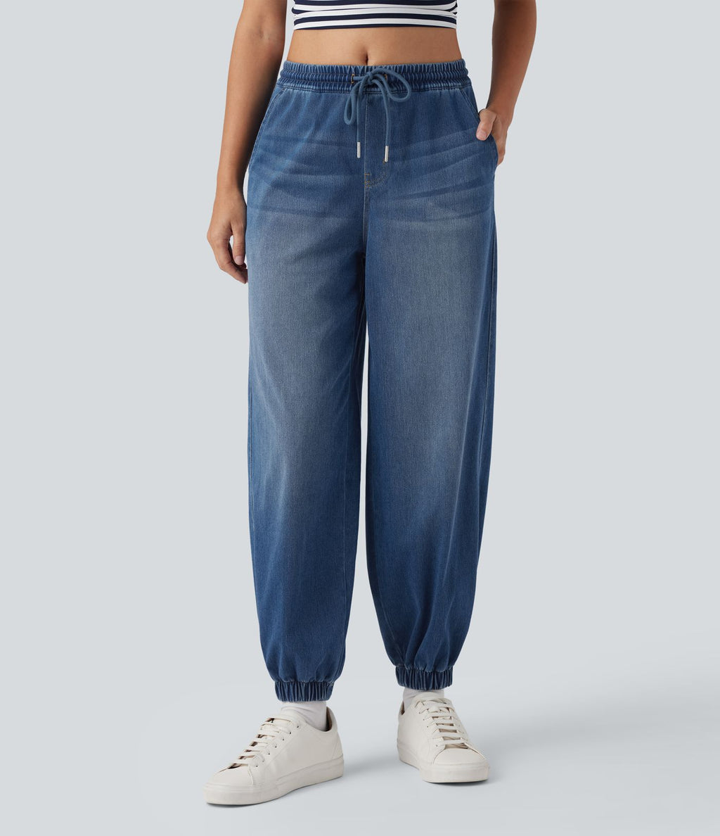 Jean décontracté Halara Flex™ taille mi-haute avec cordon de serrage et pochesns