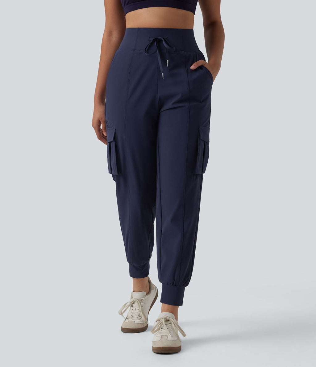 Jogging cargo décontracté à séchage rapide effet frais InstantCool taille haute avec cordon de serrage et poches, protection solaire UPF40+