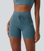 Short cycliste de yoga Halara UltraSculpt™ chiné, taille haute, cordon de serrage, séchage rapide, 12,5 cm, avec poches