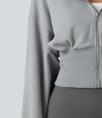 Sweat à capuche zippé avec manches raglan et passe-pouces