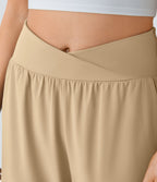 Breezeful™ Pantalon Fluide Vacances Séchage Rapide Taille Haute Croisée Poches Latérales Plissées Fente